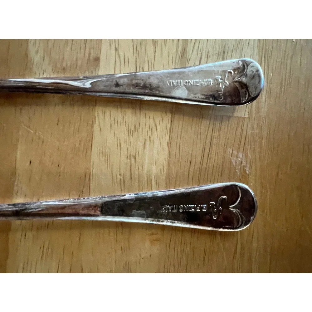 Vintage EP Zinc Italy Silver Plated Salad Serving Set Spoon and Fork 2 Piece